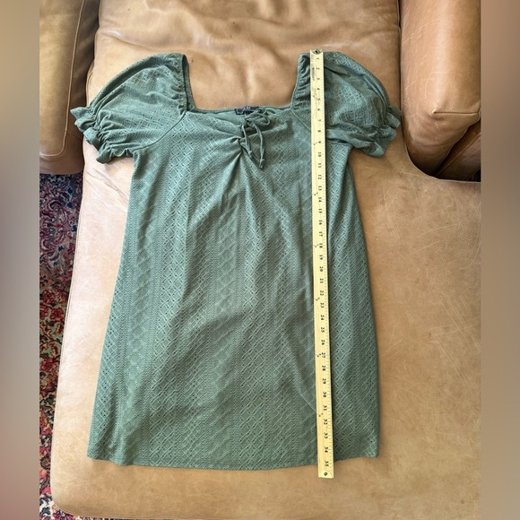 Vibe Sportswear Boho Cottage Romantic Peplum Eyelet Green Dress Lined 1X - Picture 3 of 8